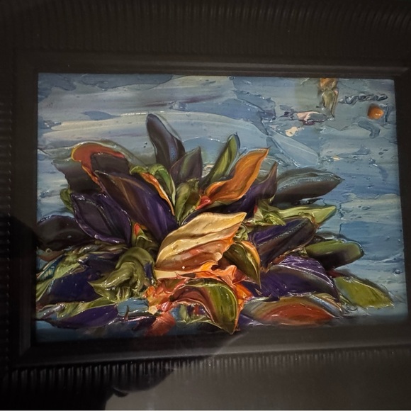 Renea Menzies Beautiful 3-D Oil Sculpted Flower Painting Black Jewelry Box - Picture 6 of 9